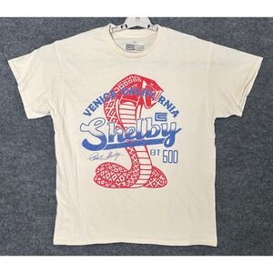 Shelby Cobra GT500 Venice California Graphic T Shirt Mens Size Large Cream